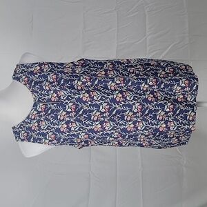 LOFT Size XL Blue Floral Sleeveless, Cutout Back Blouse, Gently Used Condition